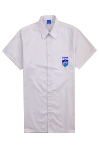 訂做白色短袖恤衫  設計左胸袋繡花LOGO 恤衫製衣廠 R364